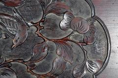 Hand-Carved Lacquered Rosewood Wall Plaque with Bird from 19th Century, China