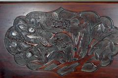Antique Hand-Carved Lacquered Rosewood Wall Plaque from China, 19th Century