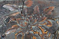 Chinese 19th Century Hand-Carved Rosewood Lacquered Bird and Foliage Wall Plaque