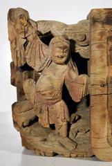 Hand-Carved Chinese Temple Carving from the 19th Century with Traces of Paint
