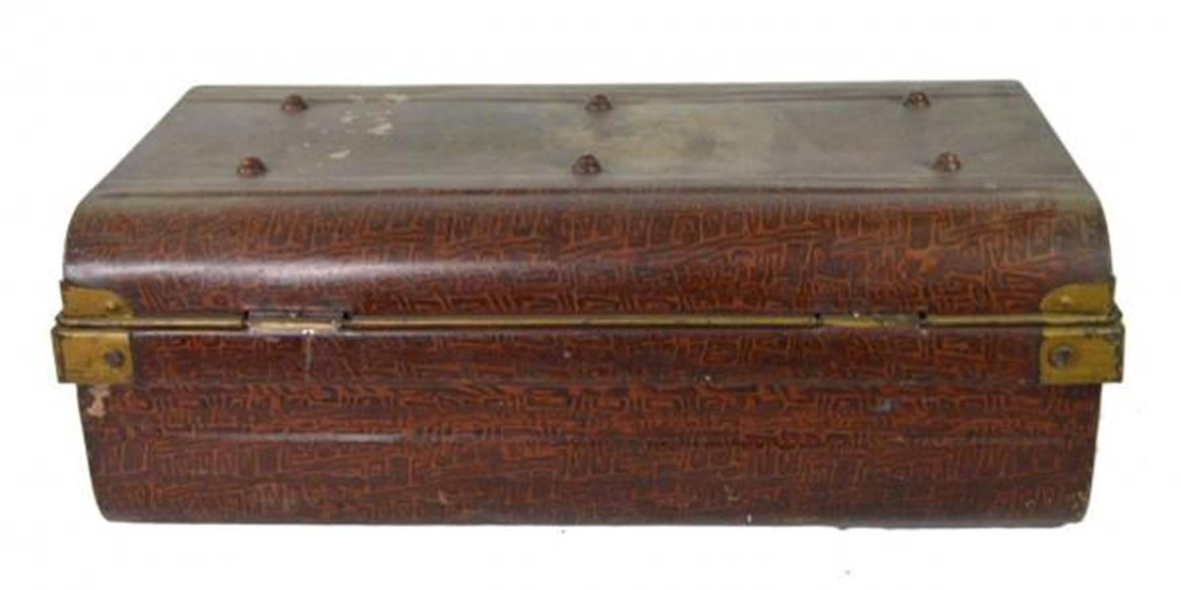 Antique British Wilkes & Son Locked Metal Trunk for Export, circa 1800 For Sale 1