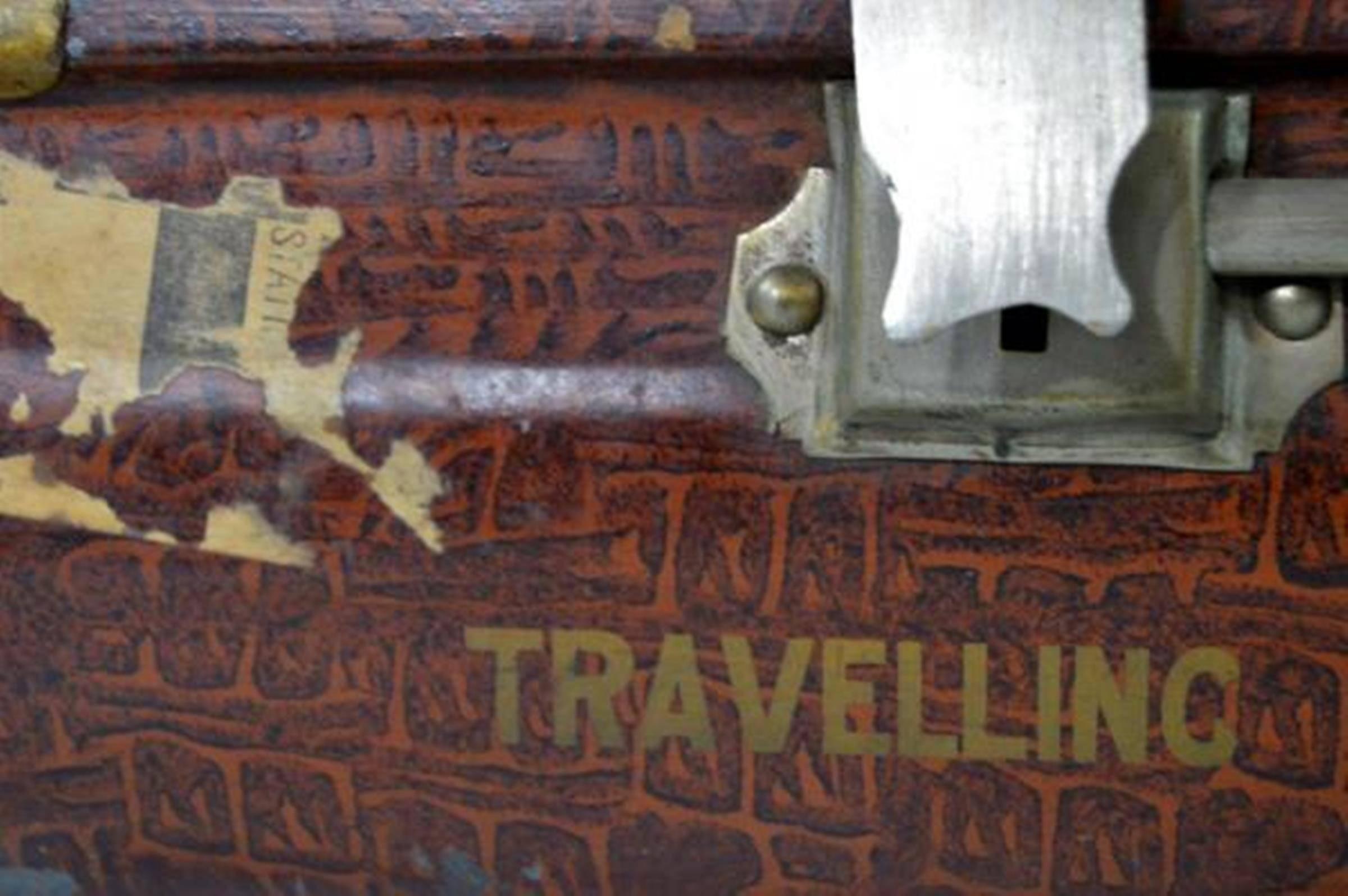 European Antique British Wilkes & Son Locked Metal Trunk for Export, circa 1800 For Sale