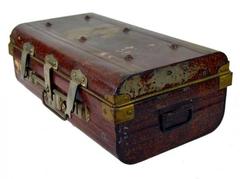 Antique British Wilkes & Son Locked Metal Trunk for Export, circa 1800