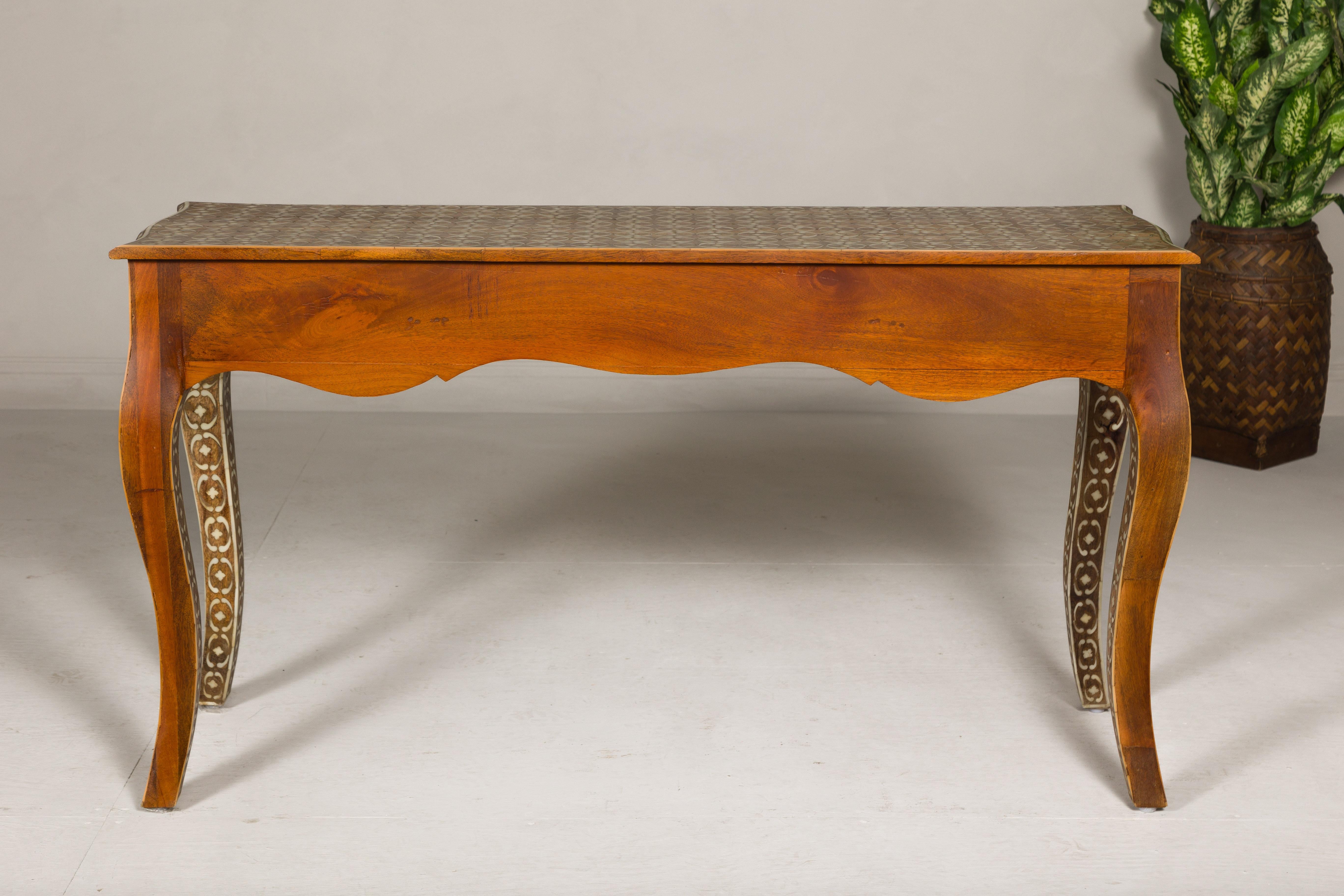 Anglo-Indian Louis XV Style Console Table with Three Drawers and Cabriole Legs For Sale 10