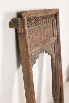 Antique Indian Hand-Carved Architectural Frame with Arched Opening
