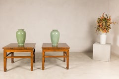 Pair of Chinese Qing Dynasty Elmwood Side Tables, Late 19th Century