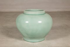 Vintage Chinese Celadon Crackle Glazed Ginger Jar Form Vase