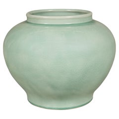 Vaso vintage cinese a forma di barattolo per lo zenzero, con smalto celadon craquelé