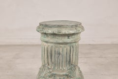 Neoclassical Style Cast Bronze Pedestal with Verdigris Patina and Palmettes