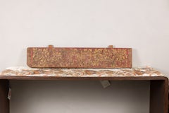 Antique Hand-Carved Gilt and Red Painted Wood Architectural Wall Panel