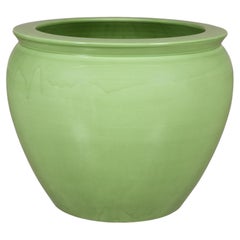 Vintage Chinese Apple Green Glazed Ceramic Planter, circa 1950