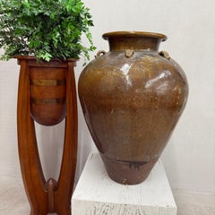 Brown & Yellow Dragon-Motif Storage Water Jar