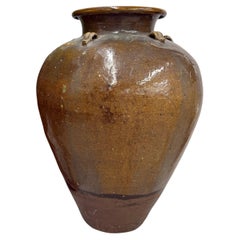 Brown & Yellow Dragon-Motif Storage Water Jar