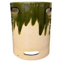 Hibachi japonais en céramique vintage vert et crème