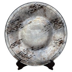 Vintage Mexican Grey & Black Glazed Charger Plate