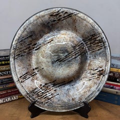 Vintage Mexican Grey & Black Glazed Charger Plate