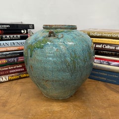Rustic Blue-Green Glazed Vase in Oceanic Tones