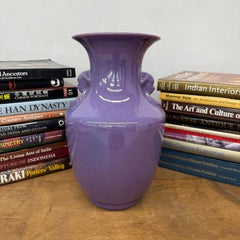 Lavender Purple Ceramic Vase with Twin Lion Handles