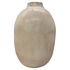 Checkered Brown & White Round Ceramic Vase