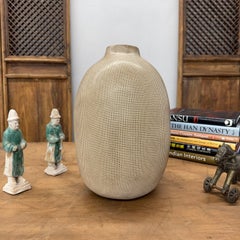 Checkered Brown & White Round Ceramic Vase