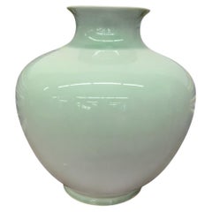 Mint Green Round Ceramic Vase with Celadon Glaze