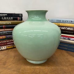 Mint Green Round Ceramic Vase with Celadon Glaze