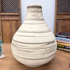 Swirled Ceramic Lamp Base in Rounded Brown & Stone Cream