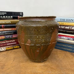 Shigaraki-Style Pottery Planter Jar with Drip Glaze Pattern
