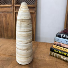 Skinny Beige & Brown Swirl Ceramic Vase