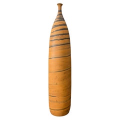 Tall Skinny Vase, Canyon Orange with Black Swirl