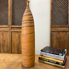 Tall Skinny Vase, Canyon Orange with Black Swirl