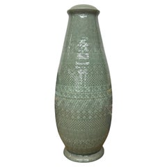 Tall Ceramic Lamp Base in Celadon Green