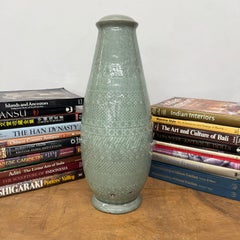 Tall Ceramic Lamp Base in Celadon Green