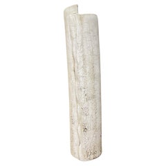 Angled Cylinder Ceramic Vase, Textured Cream & Ochre