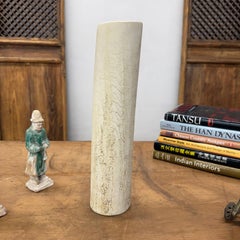 Angled Cylinder Ceramic Vase, Textured Cream & Ochre