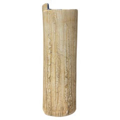 Textured Cream & Ochre Ceramic Vase with Blue Interior