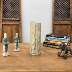 Bark-Style Textured Cylinder Vase, Cream & Ochre