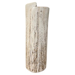 Bark-Style Textured Cylinder Vase, Cream & Ochre