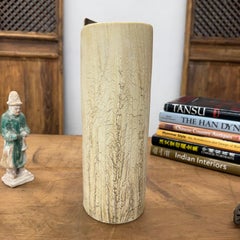 Bark Design Cylinder Vase, Textured Cream & Ochre