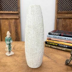 Round Opening Ceramic Vase, Textured White Bark Style