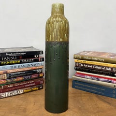 Mustard Drip Glaze Vase in Two-Tone Green