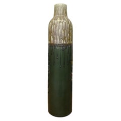 Mustard Drip Glaze Vase in Two-Tone Green