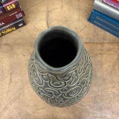 Organic Abstract Pattern Ceramic Vase in Warm Olive-Taupe