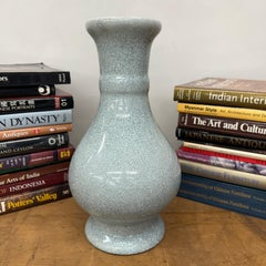 Elegant Curved Silhouette Vase in White Crackle Glaze