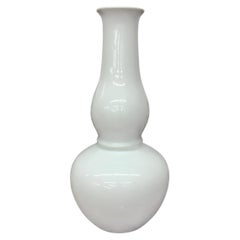 Long-Necked Bold Silhouette Vase in White Glazed Ceramic