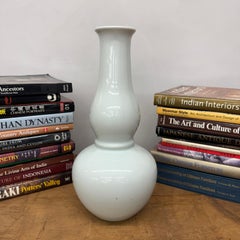 Long-Necked Bold Silhouette Vase in White Glazed Ceramic
