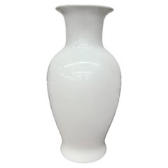 Flared Neck White Glazed Ceramic Vase