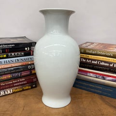 Flared Neck White Glazed Ceramic Vase