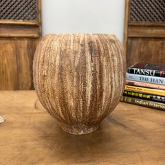 Two-Tone Cafe Mocha Brown Ceramic Vase, Wide & Textured