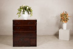Antique Japanese Meiji Period Isho-Tansu Single-Section Chest with Iron Hardware